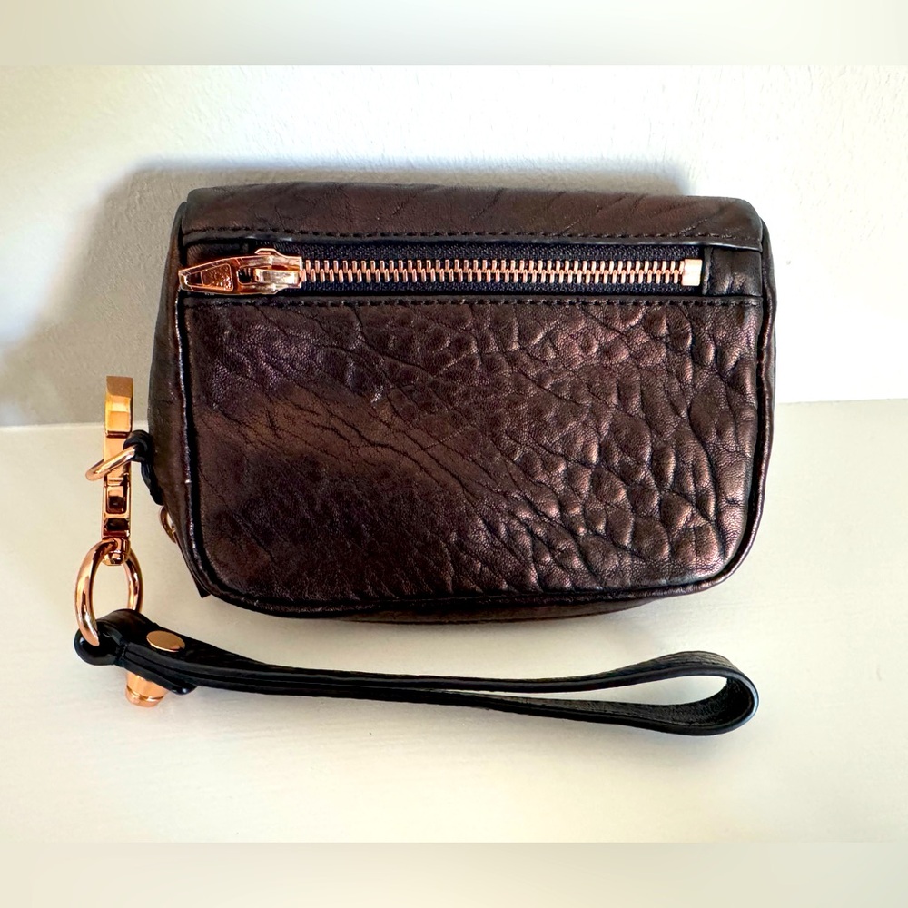 Alexander Wang Metallic Black Wristlet Clutch